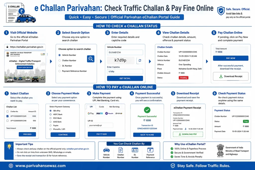 e Challan Parivahan: Check Traffic Challan and Pay Fine Online 2 e challan guide